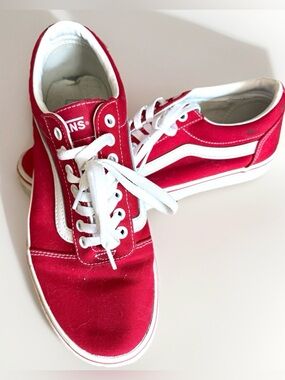 Vans Old Skool Red White Canvas Sneakers Men’s 9.5
